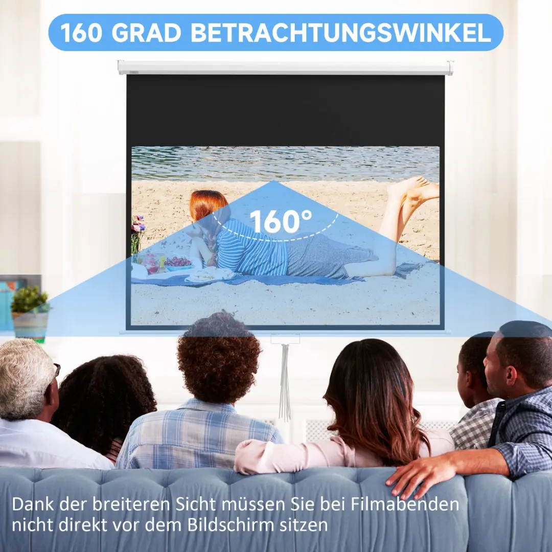 Homcom Projectiescherm 80 inch 16:9 - Filmdoek Wit