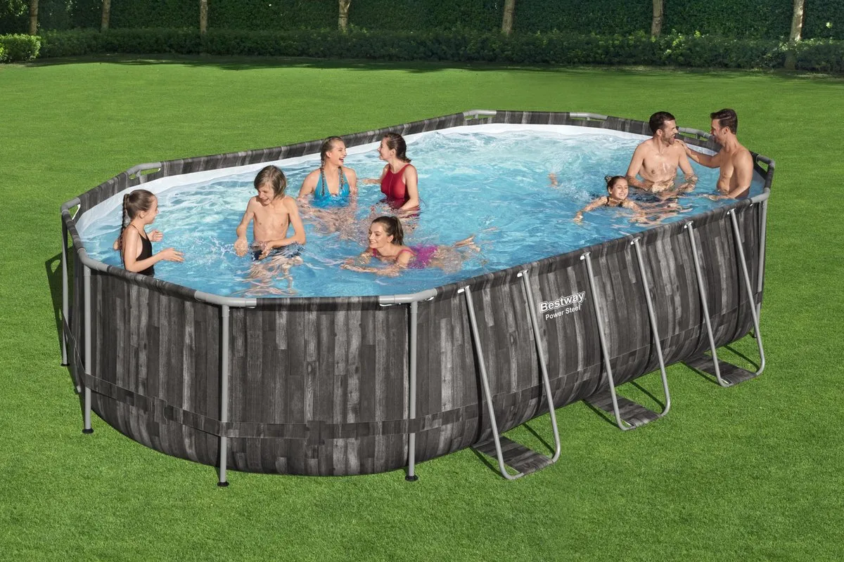 Bestway Power Steel Opzetzwembad 610x366x122cm - Grijs