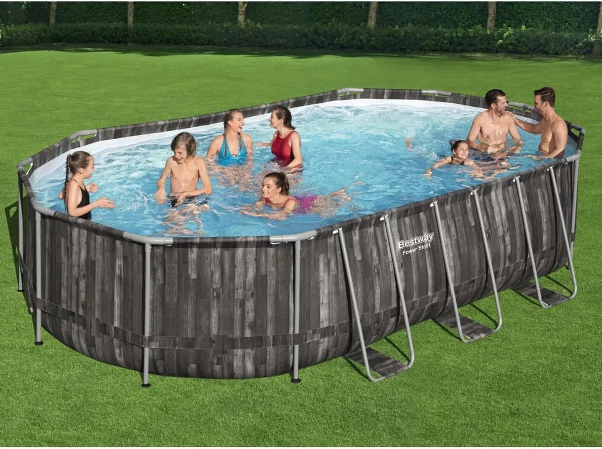 Bestway Power Steel Opzetzwembad 610x366x122cm - Grijs