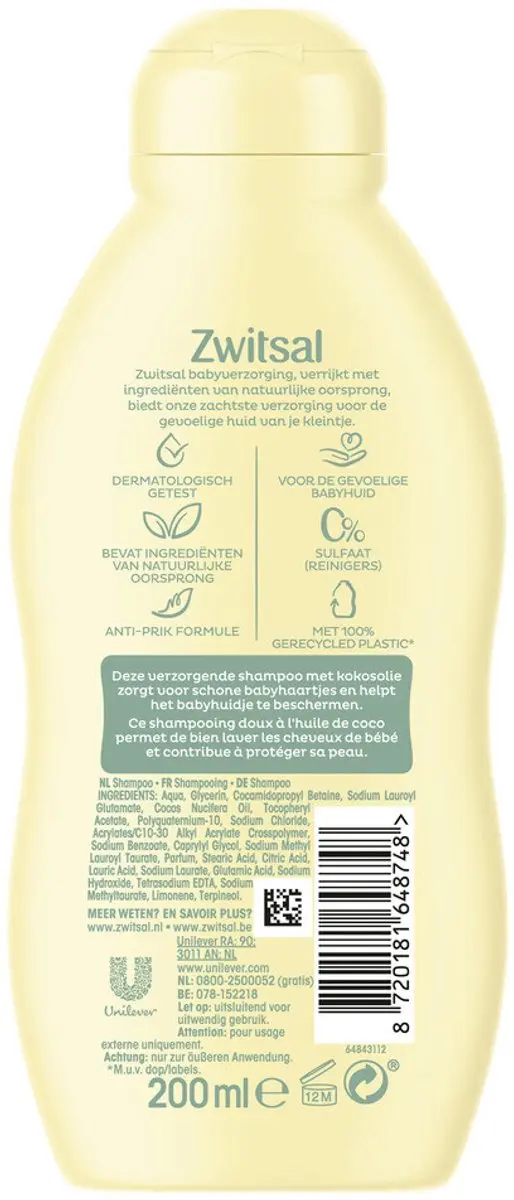 Zwitsal Baby Shampoo 200ml - 25 Stuks