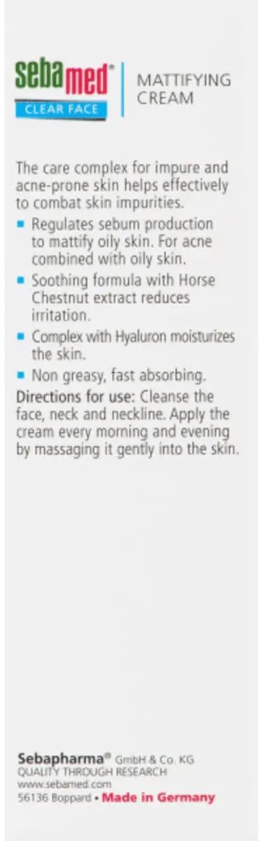 Sebamed Clear Face Mattifying Cream 6x50ml