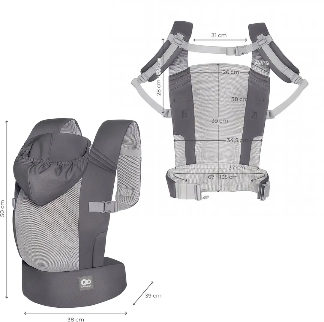 KinderKraft CARRYBEE Draagzak - tot 20 kg - Grijs