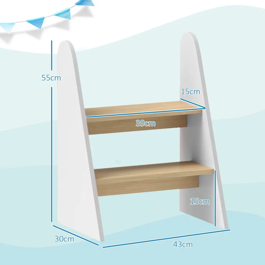 Homcom Kinderstepper MDF 43x30x55cm Wit - afbeelding 6 van 6