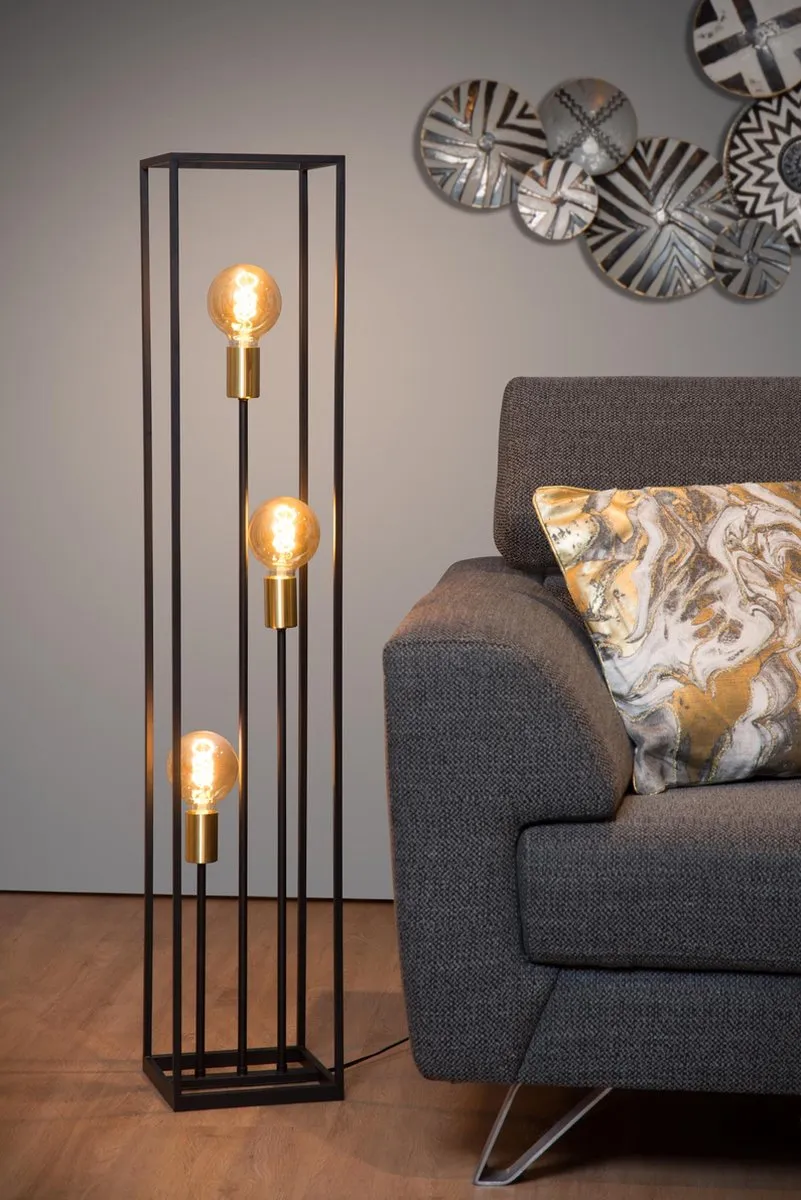 Lucide Ruben Vloerlamp 3xE27 - Zwart