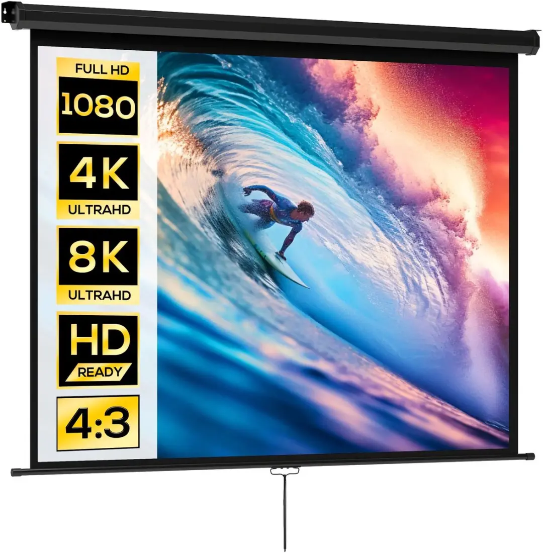 Homcom Projectiescherm 84" - 181x138cm Zwart - afbeelding 6 van 6