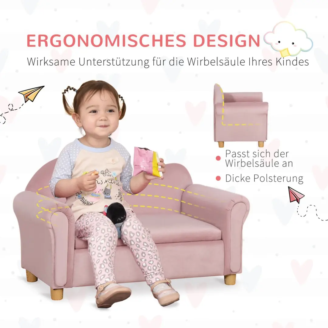 Homcom Kinderbankje Roze - 84x41,5x48,5cm