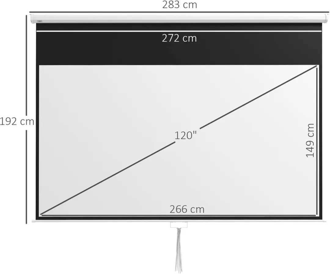 Homcom Projectiescherm 283x192cm Wit - Kunststof/Metal
