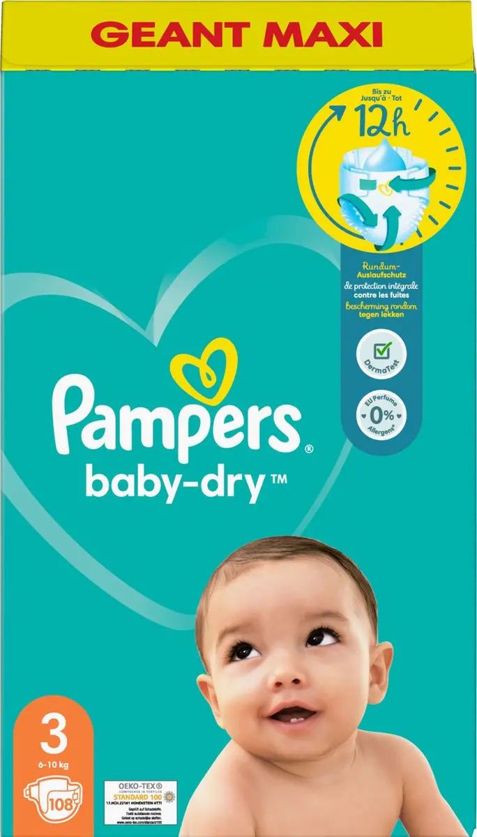 Pampers Baby Dry Maat 3 Maxi - 108 Stuks