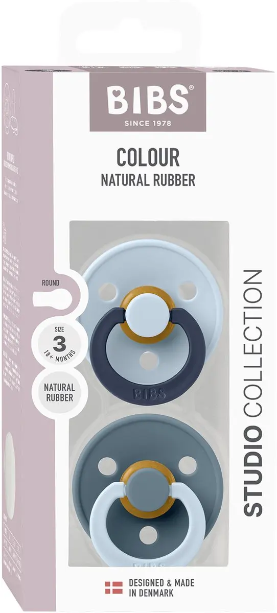 BIBS Studio Fusion Fopspeen - 2 Stuks - 18-36 Mnd - Baby Blue/Petrol