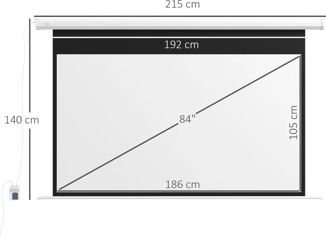 Homcom Projectorscherm 215x140cm Wit - 25W - MPN 001-021V90WT