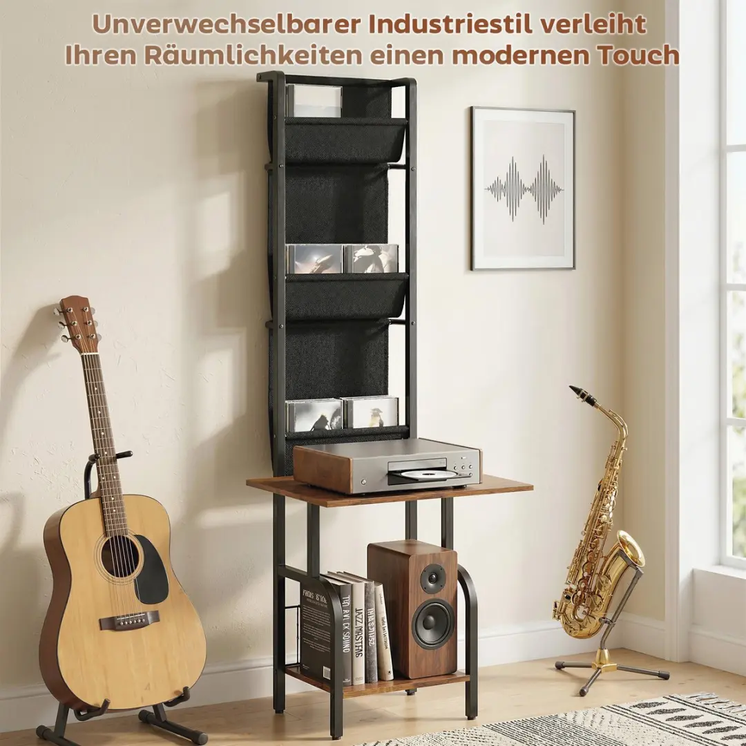 Homcom CD-opslagunit - 50L x 48,5B x 144H cm - Rustiek Bruin