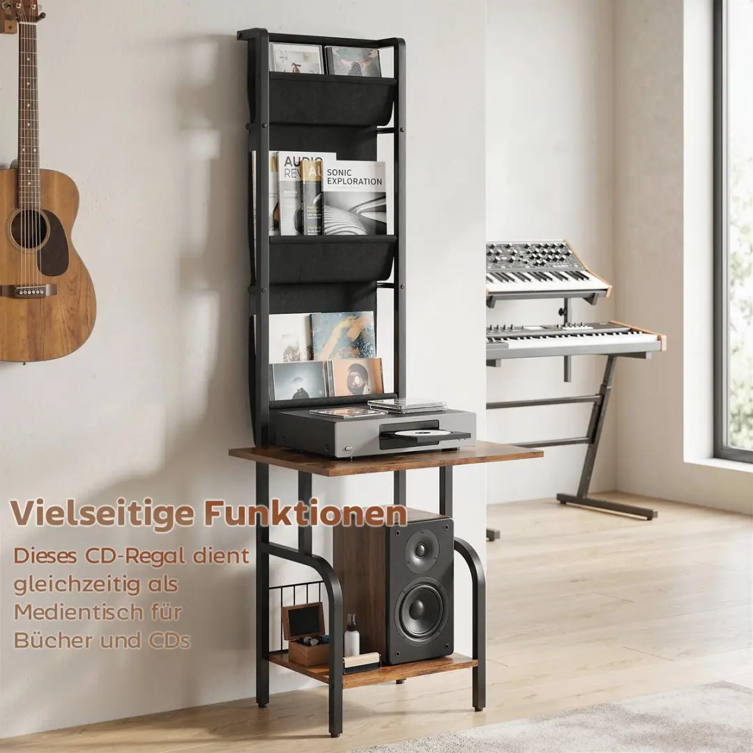 Homcom CD-opslagunit - 50L x 48,5B x 144H cm - Rustiek Bruin