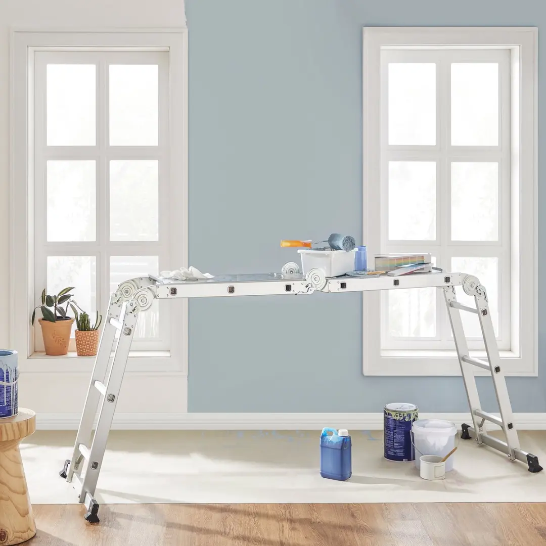 Songmics Multifunctionele Ladder 12 Treden - 2 Steigerplanken - 150 kg