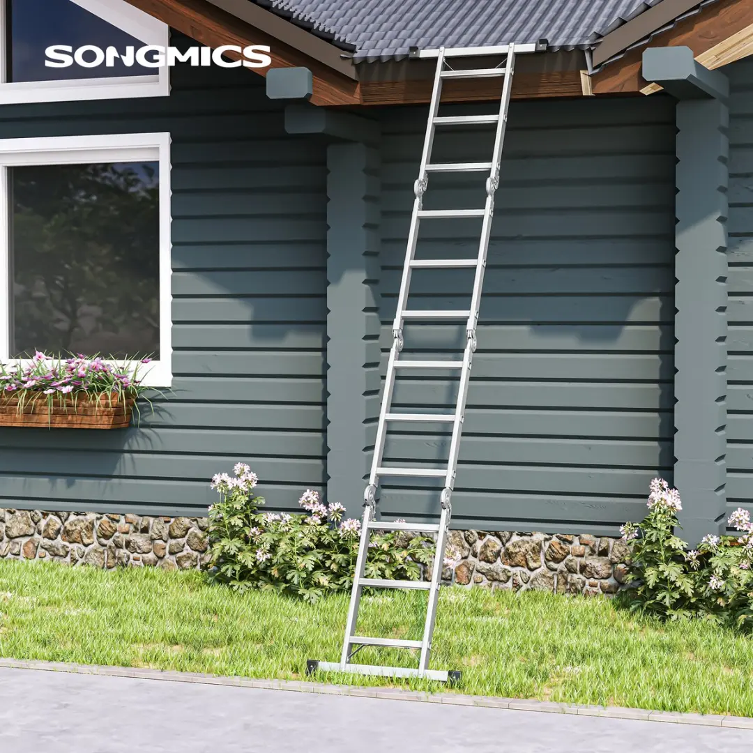 Songmics Multifunctionele Ladder 12 Treden - 2 Steigerplanken - 150 kg