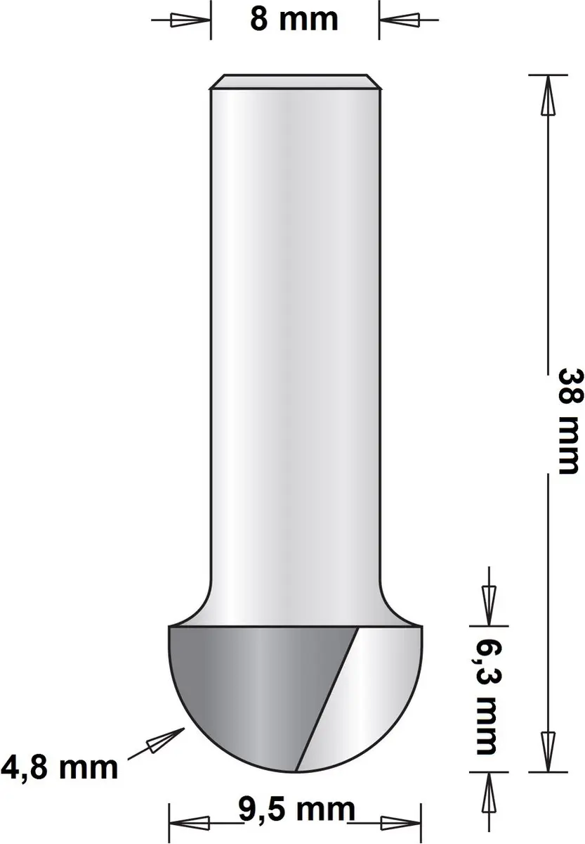 Hikoki 8mm Holprofielfrees 9.5x38x4.8mm