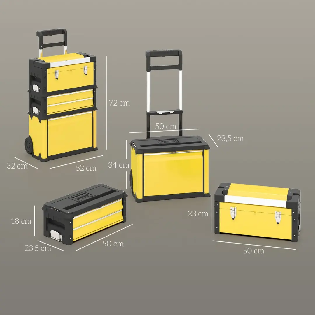 Homcom Gereedschapskistset 3-delig - Geel