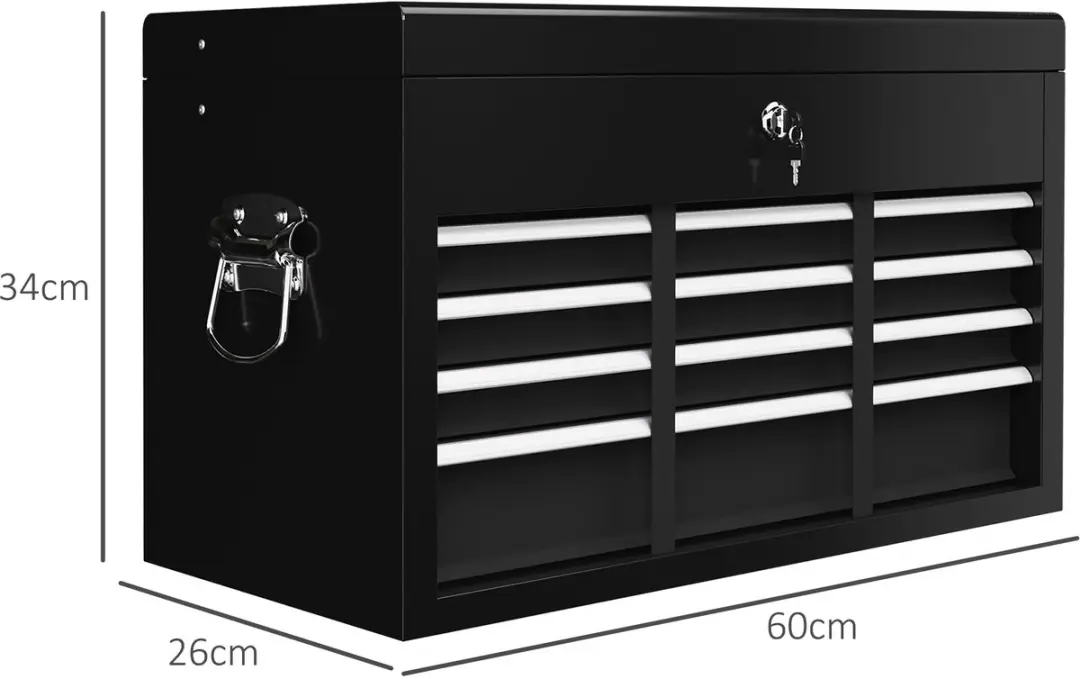 Homcom Gereedschapskist 60L - Staal - Zwart