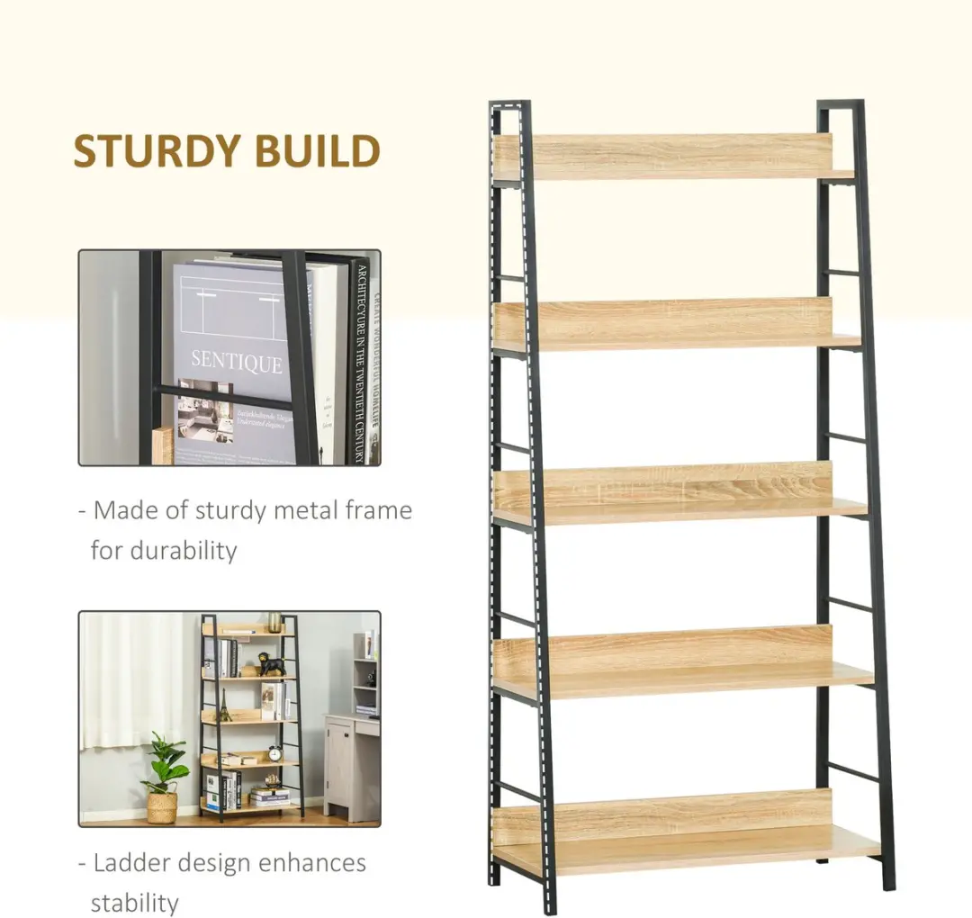 Homcom Boekenplank Beige 70x35x149.5cm