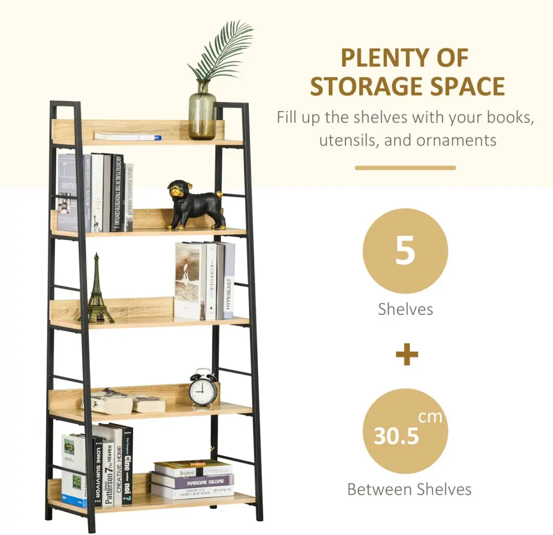 Homcom Boekenplank Beige 70x35x149.5cm