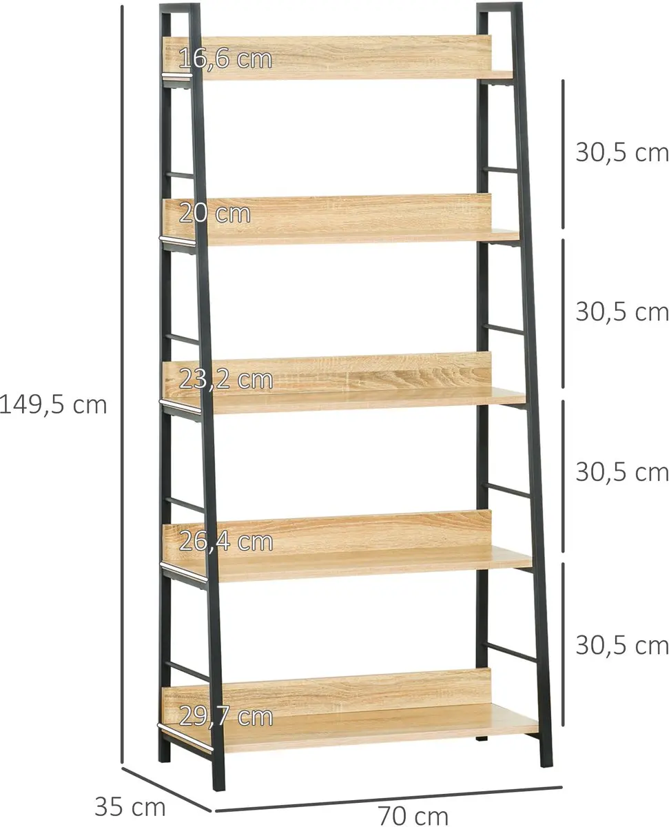 Homcom Boekenplank Beige 70x35x149.5cm