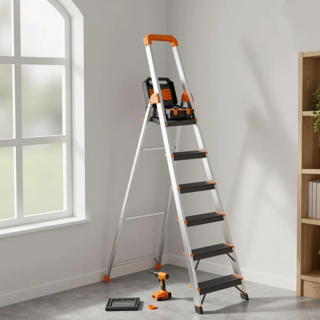 Songmics Vouwladder Keukentrap 6 Treden - Antislip Aluminium