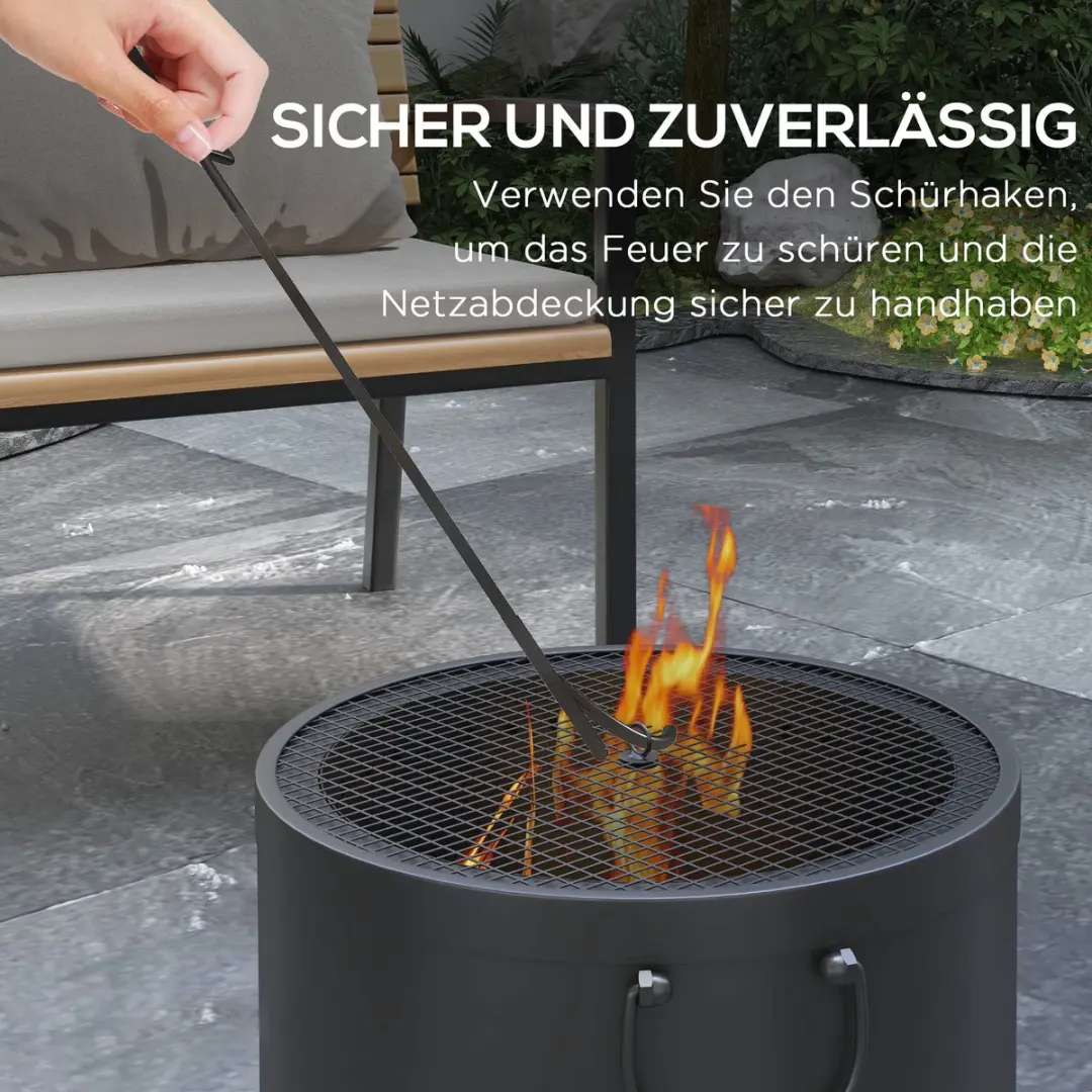 Outsunny Metall Feurschaal Ø38x27cm - Donkergrijs