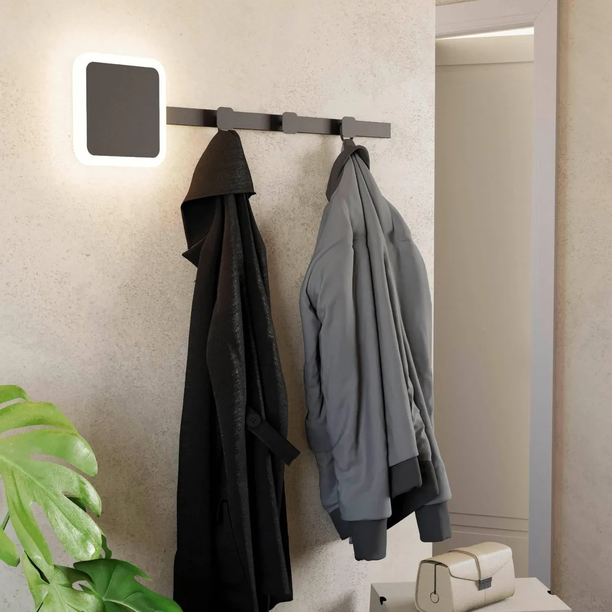 Eglo Cartignano Kapstok met LED 78cm - Zwart/Wit