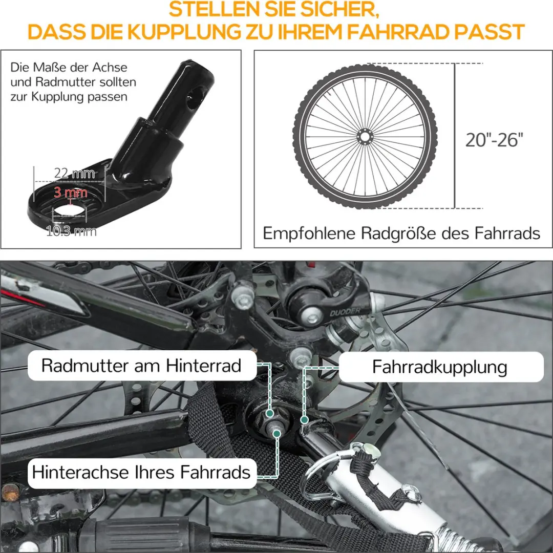 Homcom B4-0008 Faltbare Lastenanhanger - Zwart - afbeelding 6 van 6