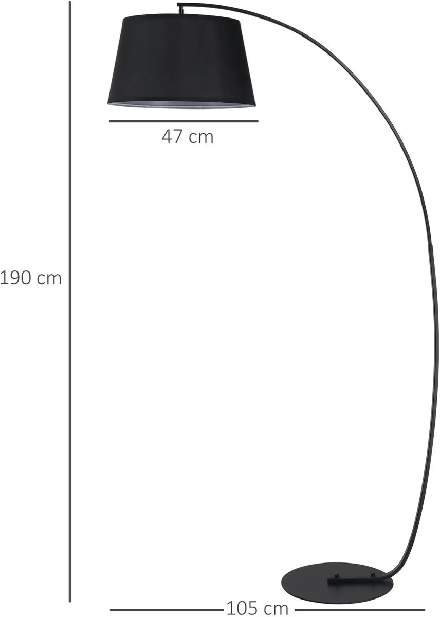 Homcom Staande Lamp Schwarz 190cm