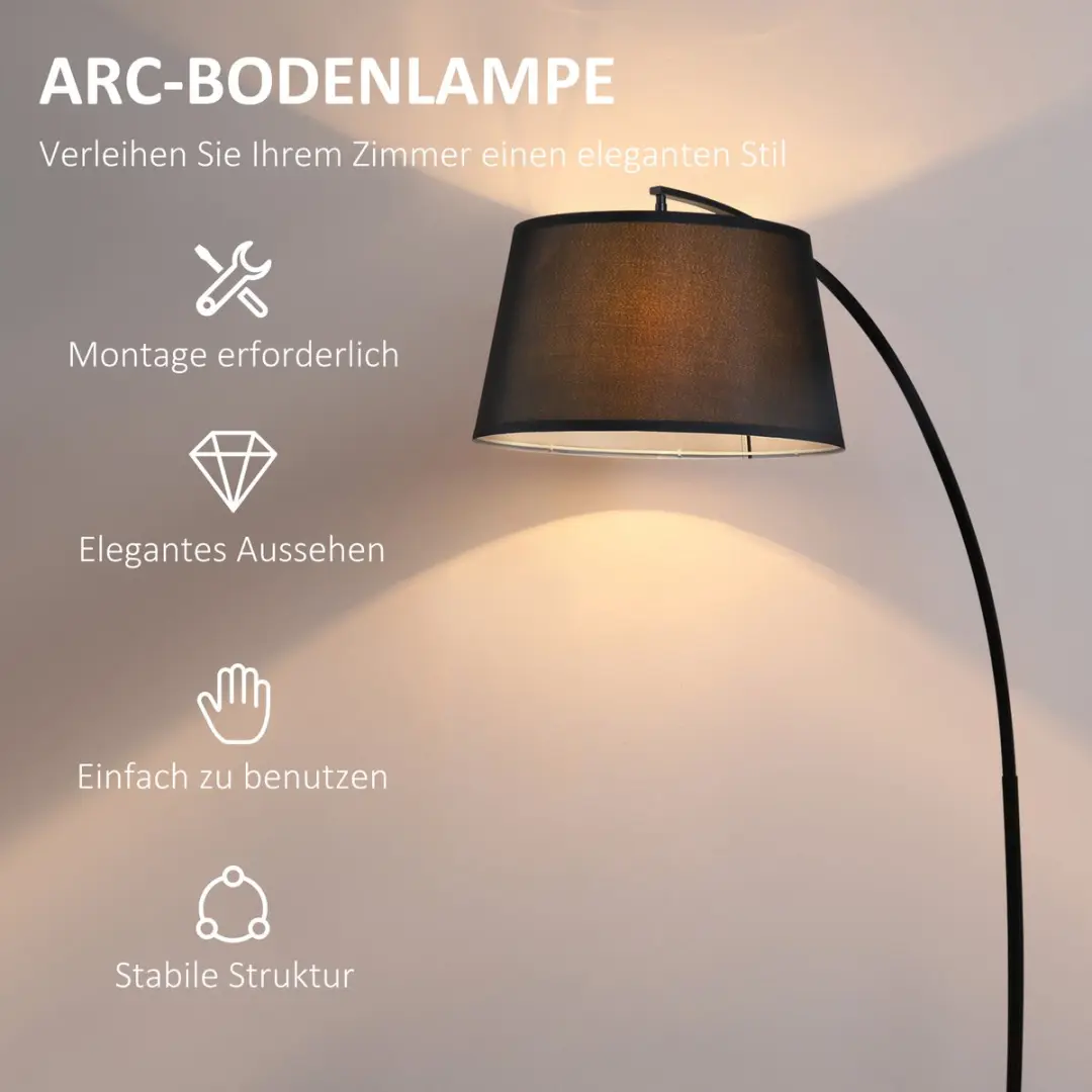 Homcom Staande Lamp Schwarz 190cm - afbeelding 6 van 6