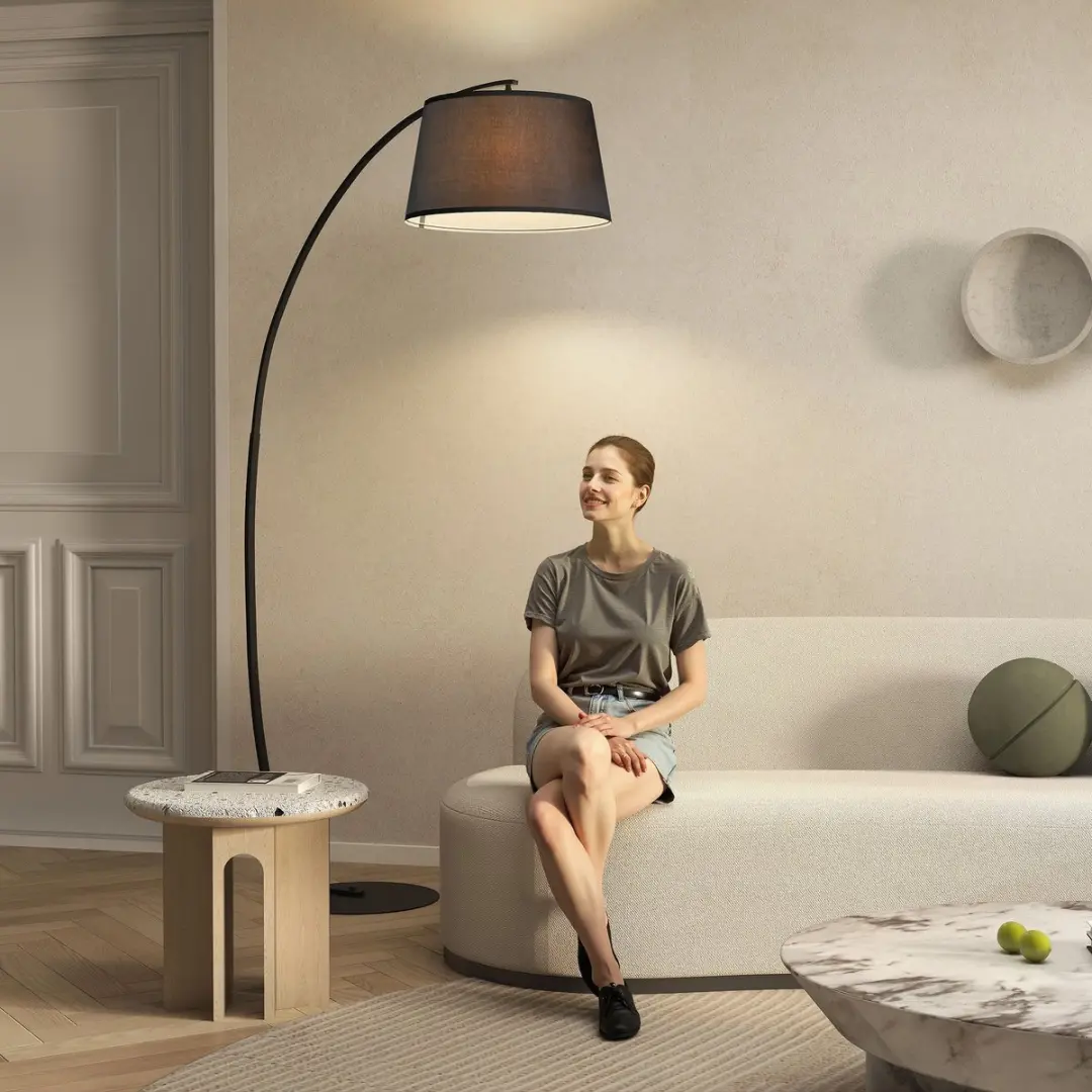 Homcom Staande Lamp Schwarz 190cm