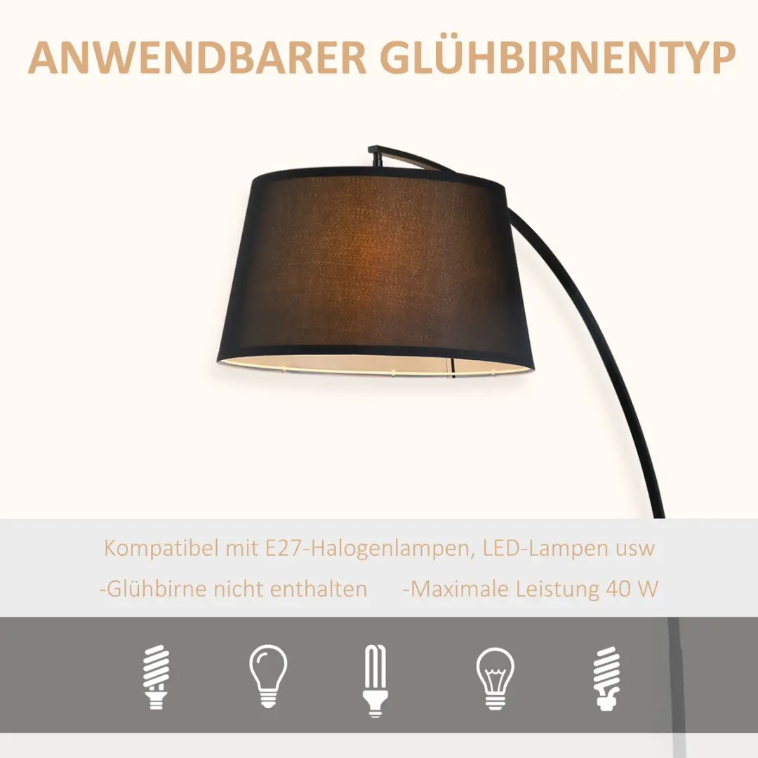 Homcom Staande Lamp Schwarz 190cm