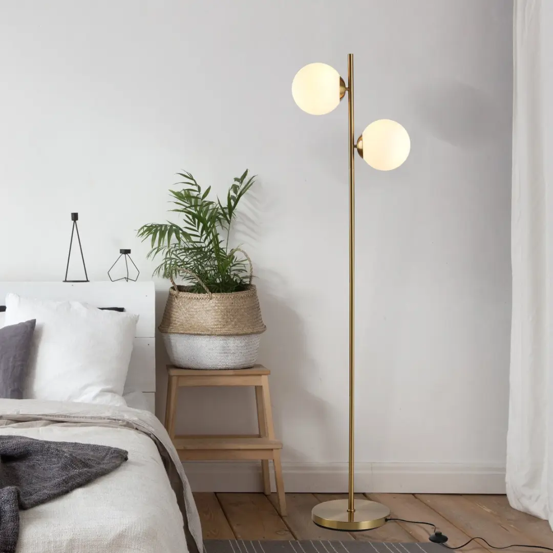 Homcom Staande Lamp 2x E27 Goud