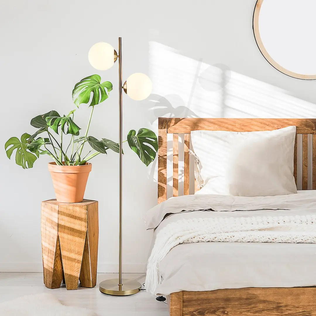 Homcom Staande Lamp 2x E27 Goud - afbeelding 6 van 6