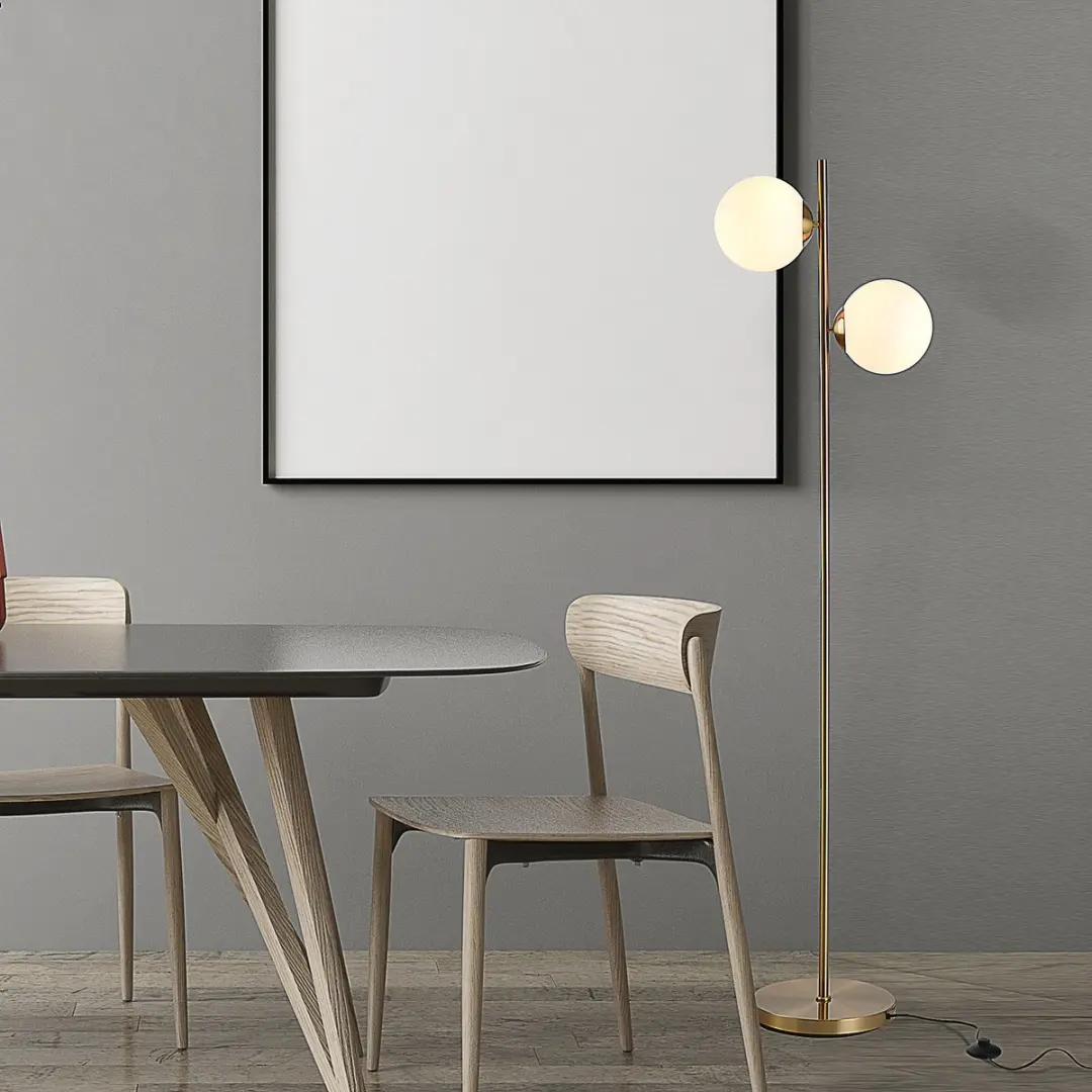 Homcom Staande Lamp 2x E27 Goud