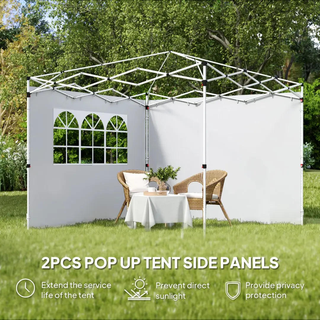 Outsunny Zijwanden 295x200cm - 2 Stuks Wit