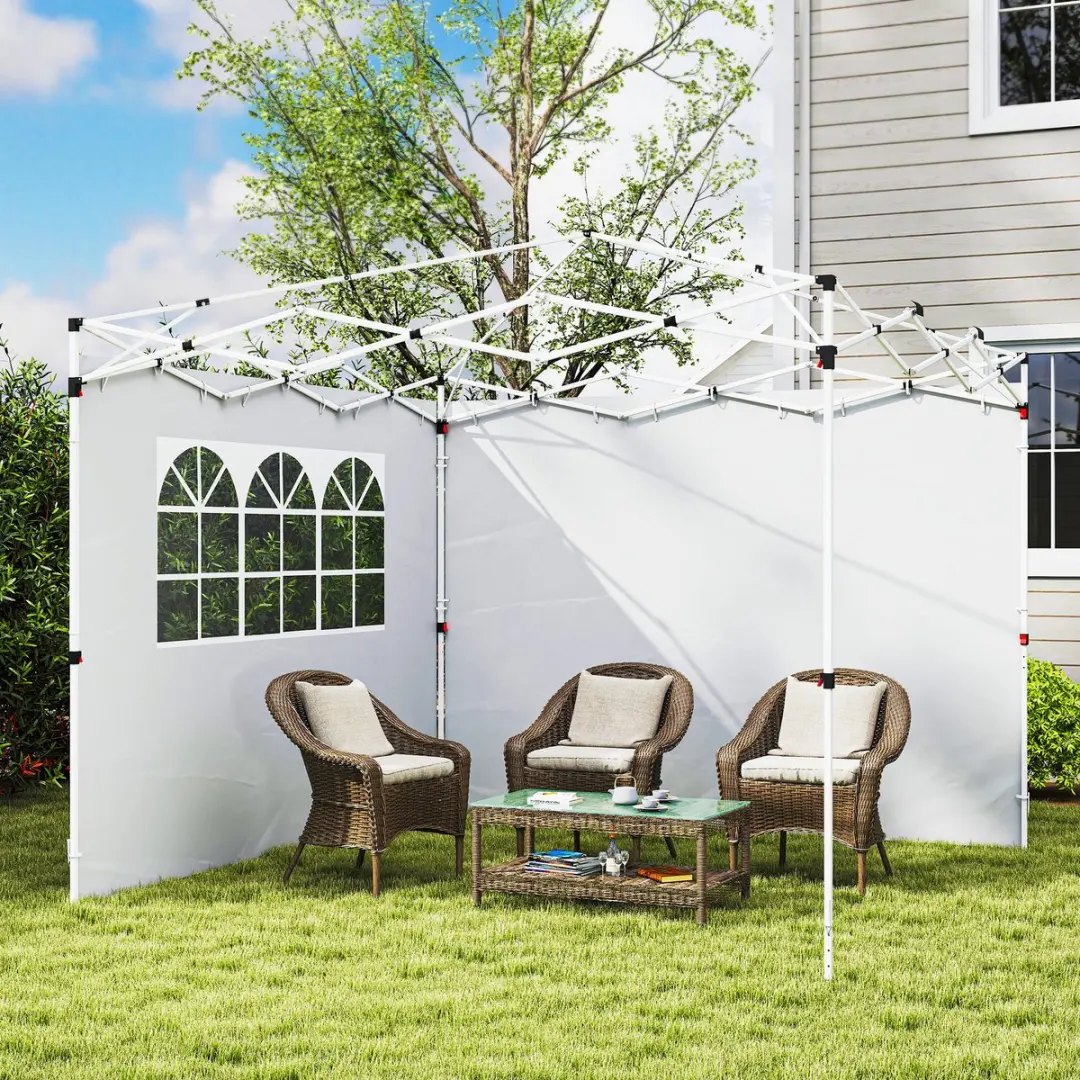 Outsunny Zijwanden 295x200cm - 2 Stuks Wit