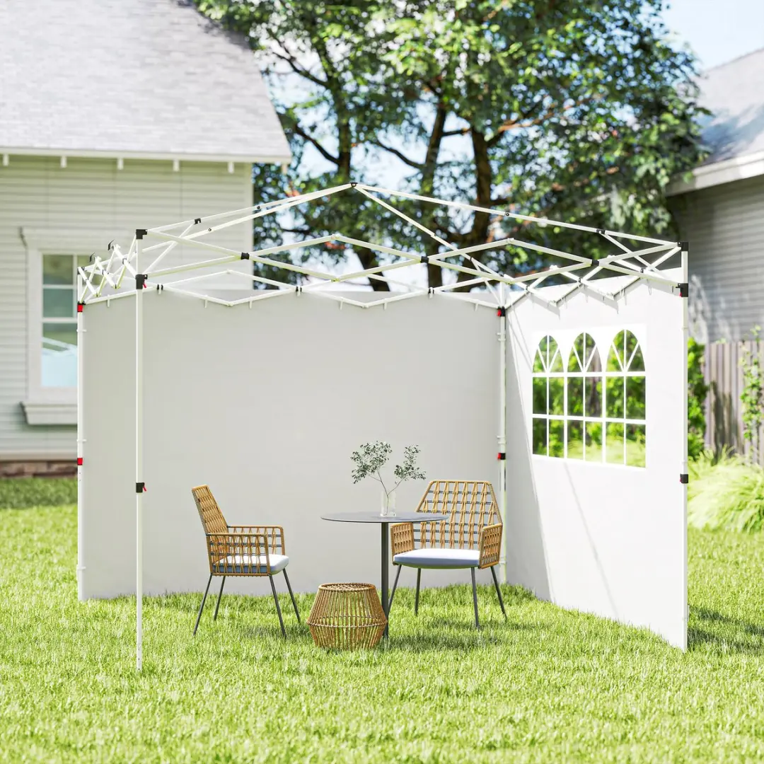 Outsunny Zijwanden 295x200cm - 2 Stuks Wit