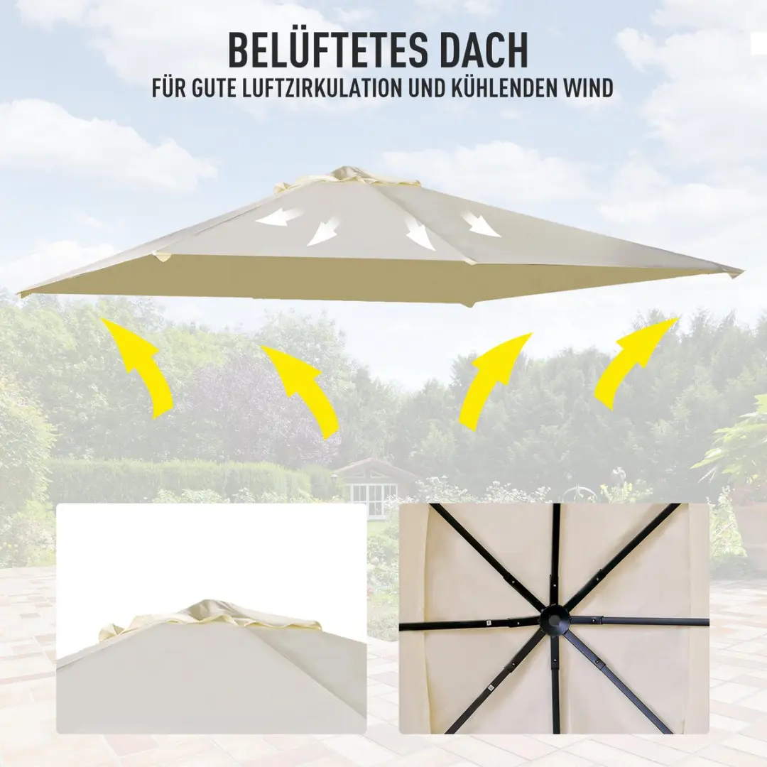 Outsunny Partytentdak 300cm - Beige - afbeelding 6 van 6