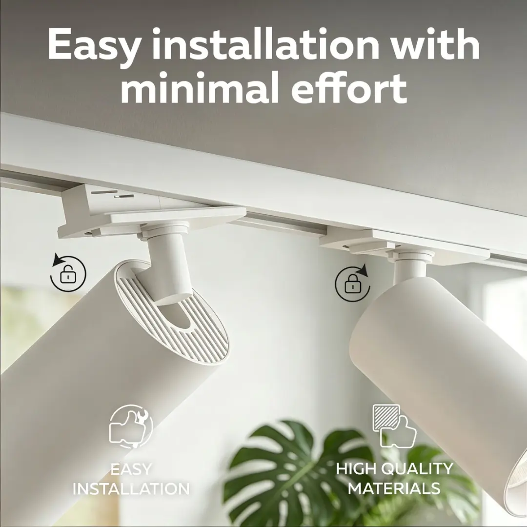 Calex Railsysteem Verlichting 2m - 4x GU10 Opbouwspots - Wit - 1 Fase