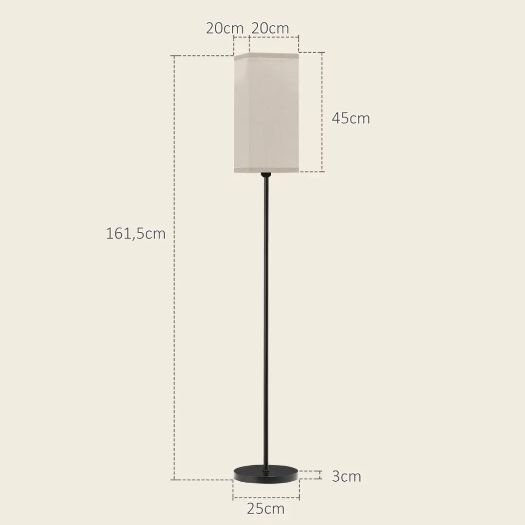 Homcom Staande Lamp Metallisch - Ø25 x 161,5cm - Zwart