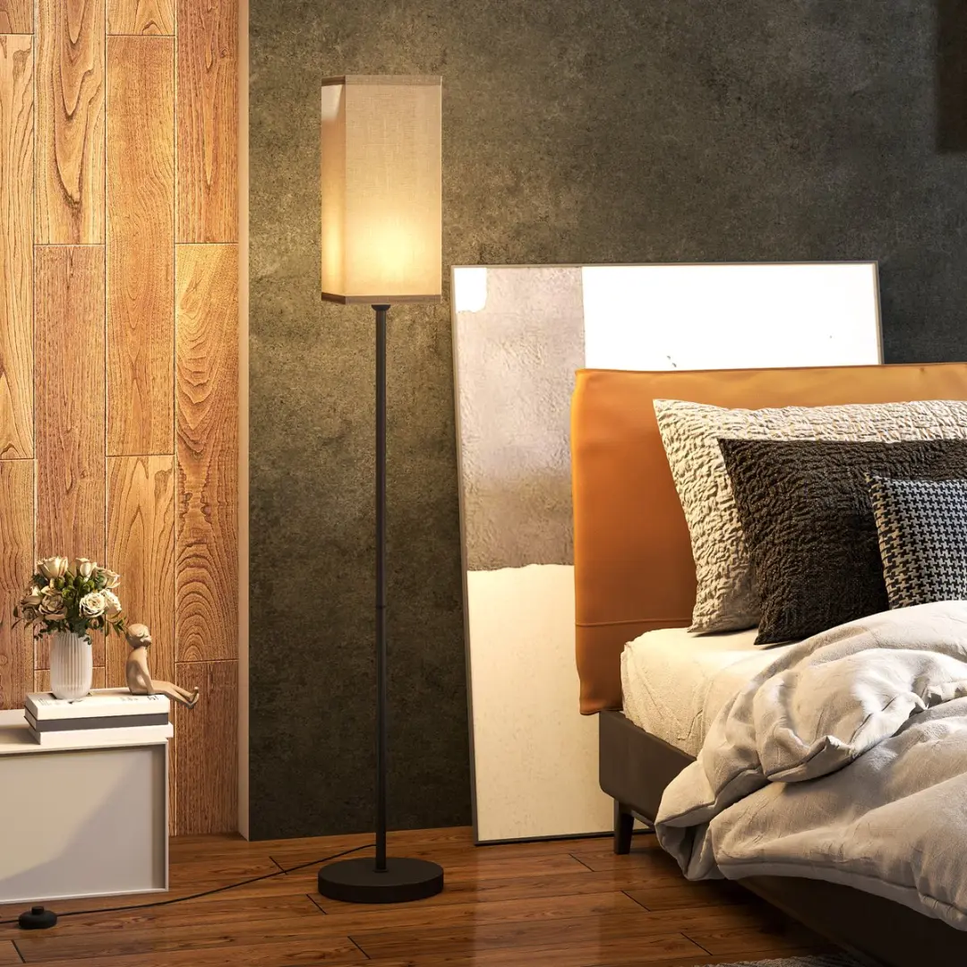Homcom Staande Lamp Metallisch - Ø25 x 161,5cm - Zwart