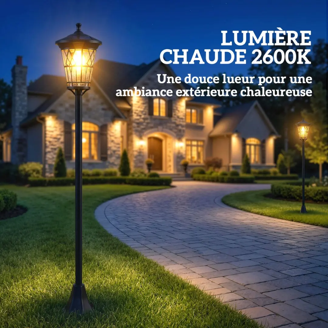 Outsunny Buitenlamppaal Solar 1 Lichtpunt - 23,5x23,5x186cm Zwart