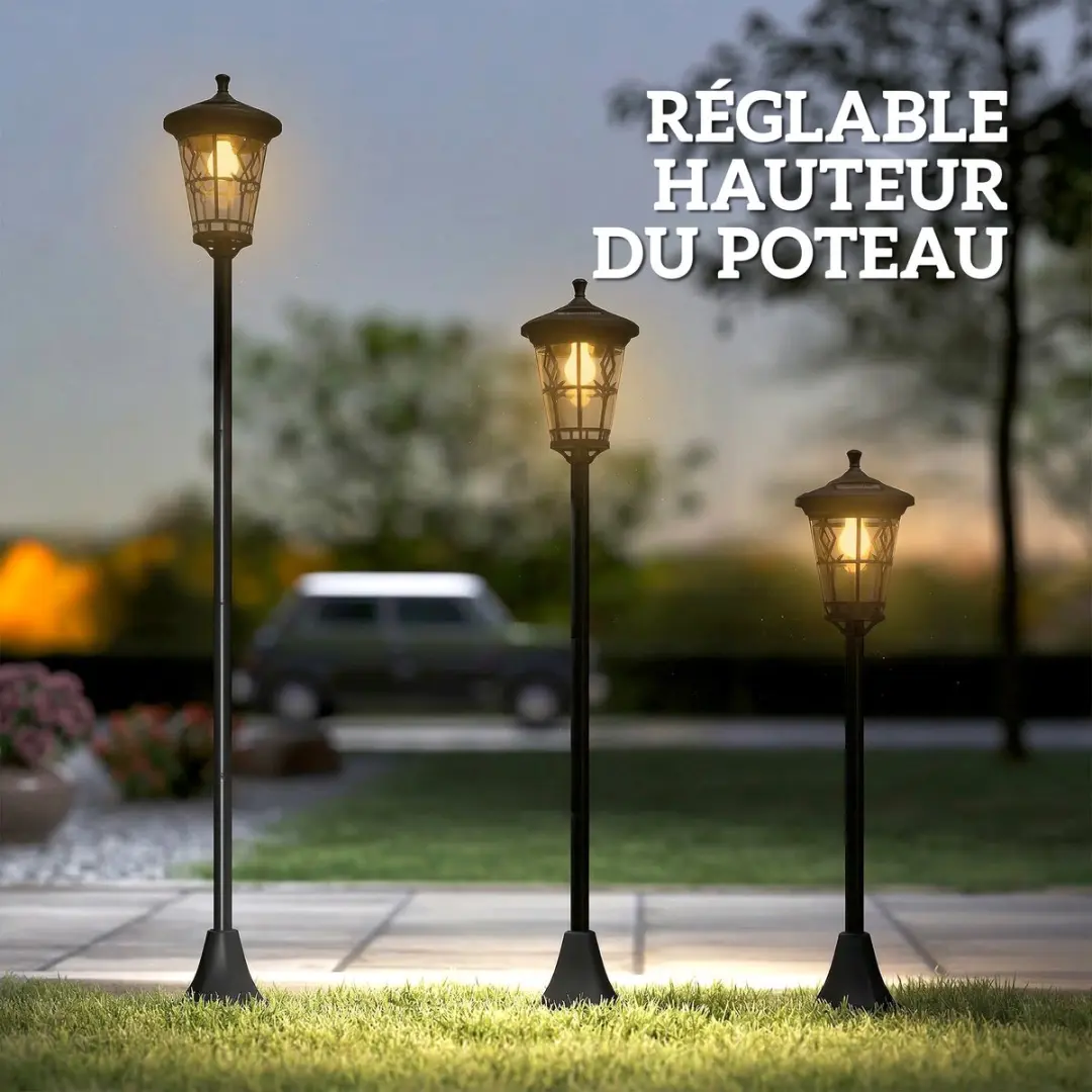 Outsunny Buitenlamppaal Solar 1 Lichtpunt - 23,5x23,5x186cm Zwart
