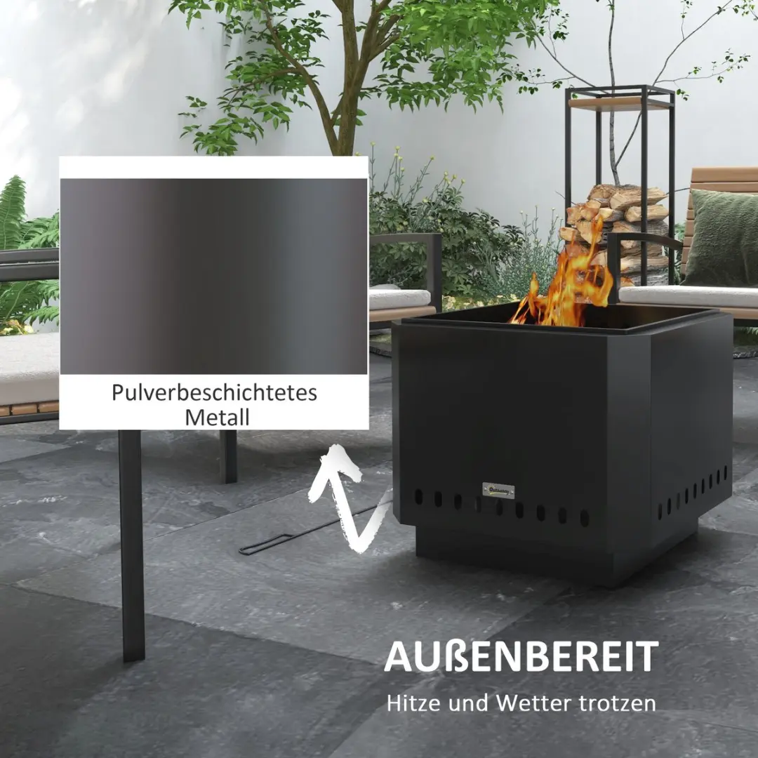 Outsunny Smokeless Stove Metall 48x48x41cm - Zwart - afbeelding 6 van 6