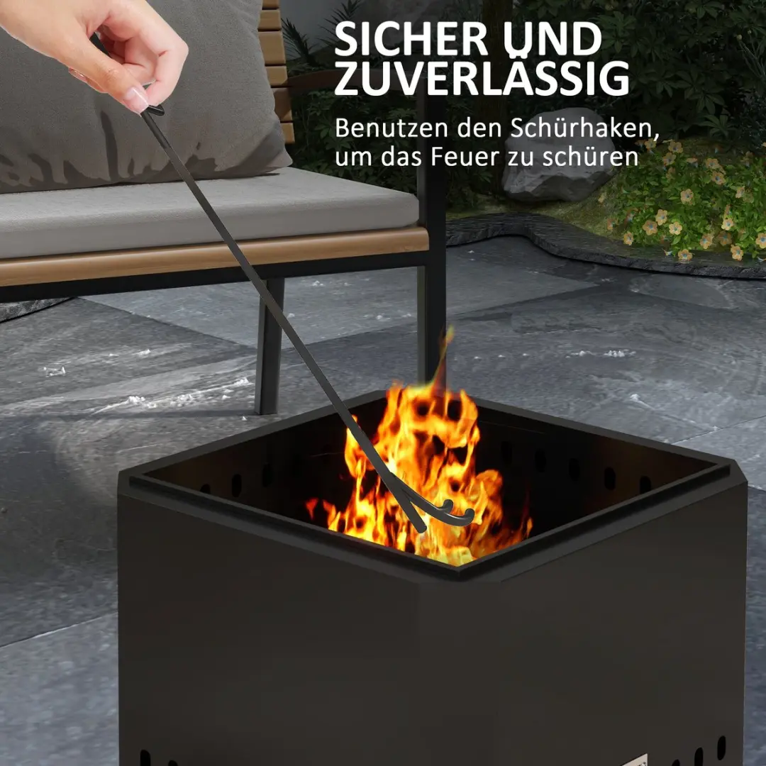 Outsunny Smokeless Stove Metall 48x48x41cm - Zwart