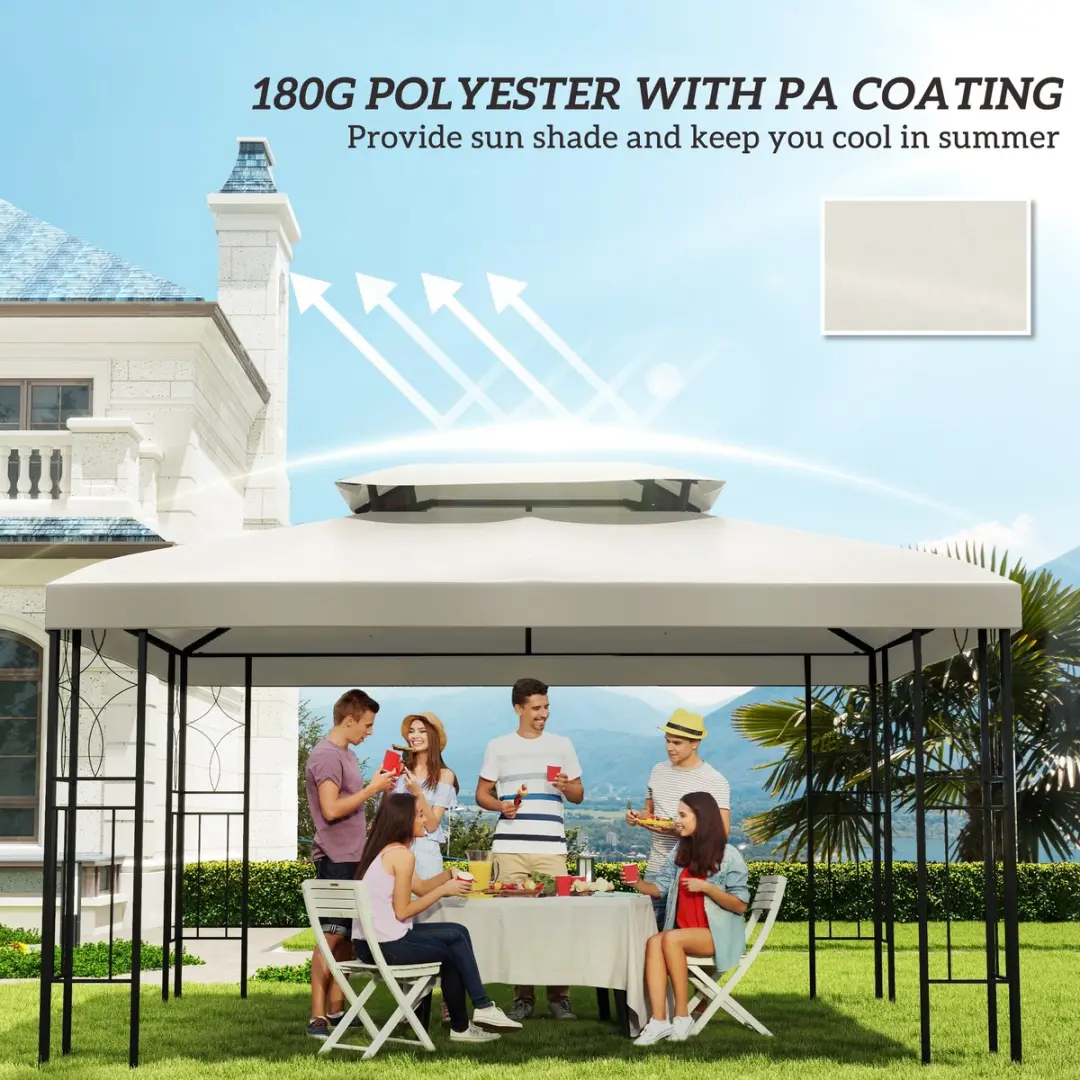 Outsunny Vervangend Dak Tuinpaviljoen 3x3/3x4m - Cremewit
