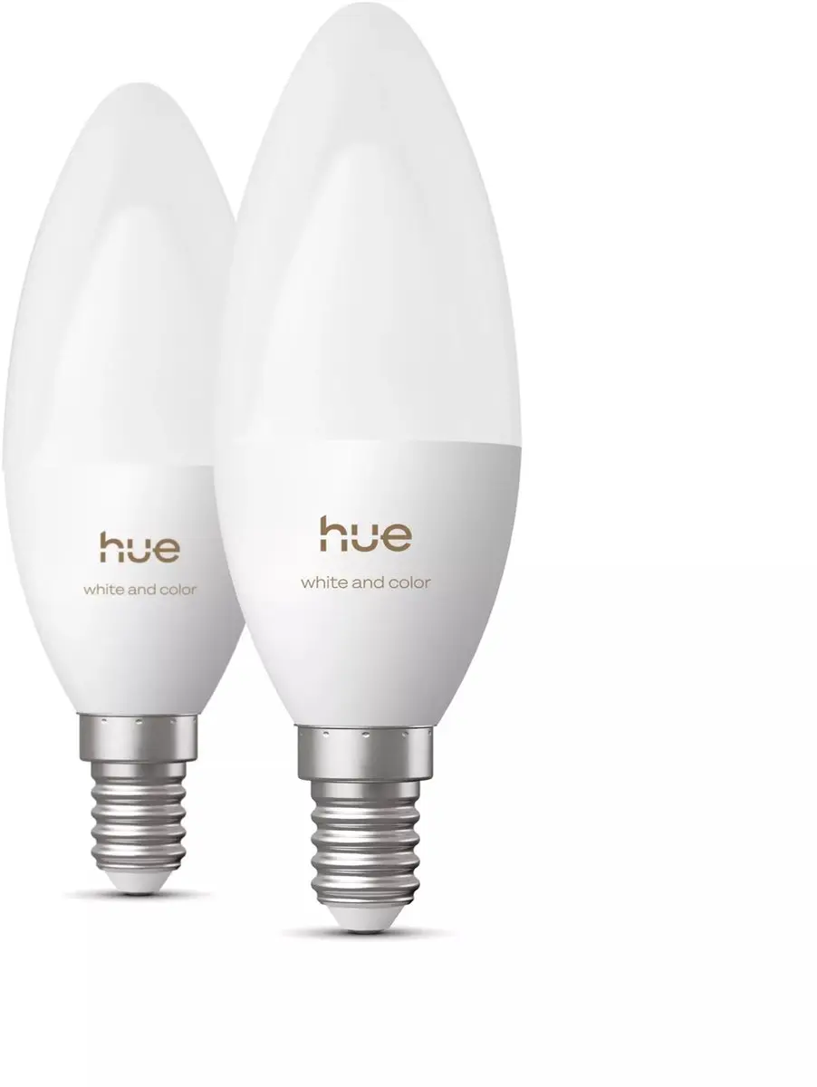 Philips Hue LED Kaarslamp E14 RGBW - 2 Stuks - Mat Glas