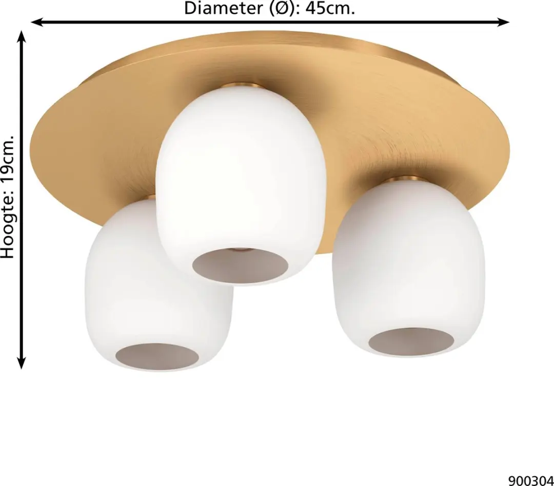 Eglo Manzanares Plafondlamp E27 - 3 Lichtpunten - Ø45cm - Wit/Goud