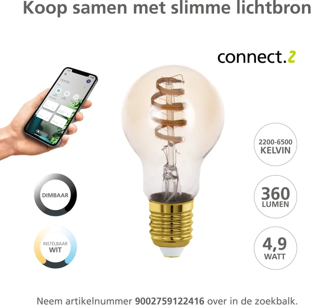 Eglo Manzanares Plafondlamp E27 - 3 Lichtpunten - Ø45cm - Wit/Goud - afbeelding 6 van 6